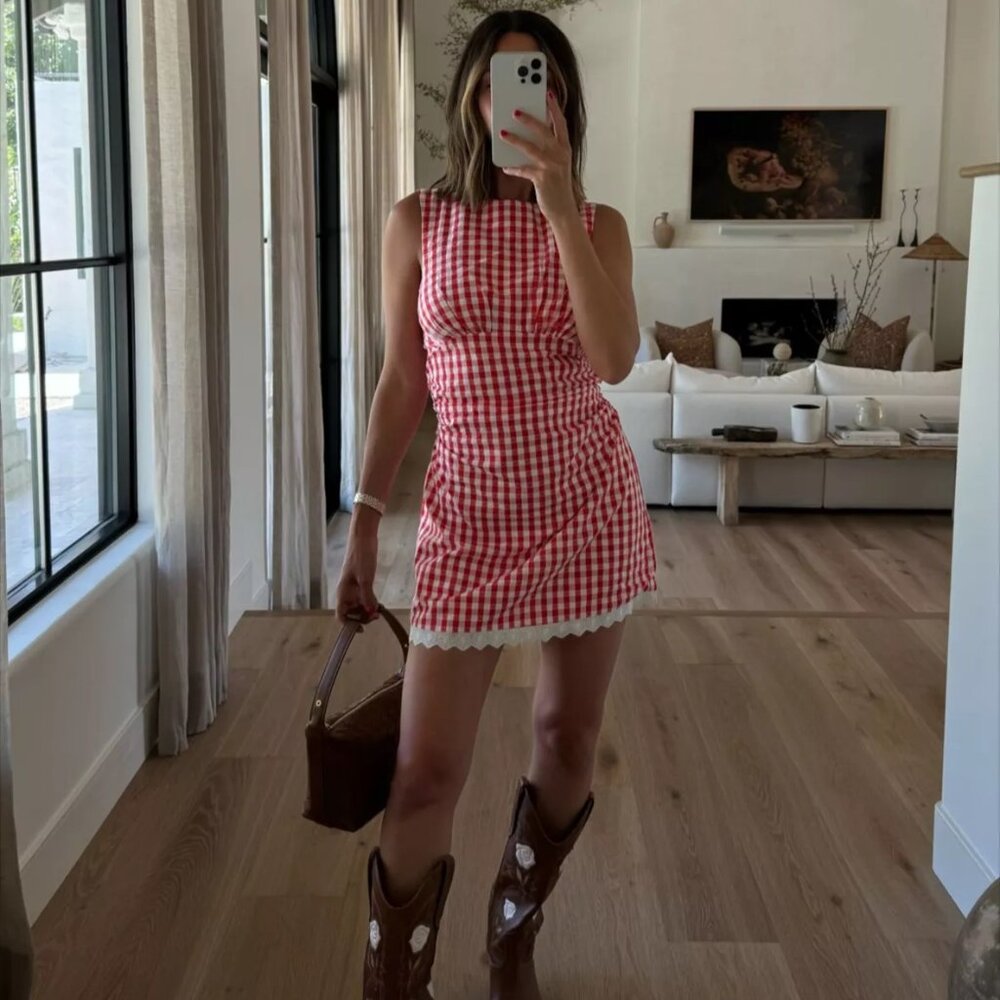 MAJORELLE Red Gingham Dress